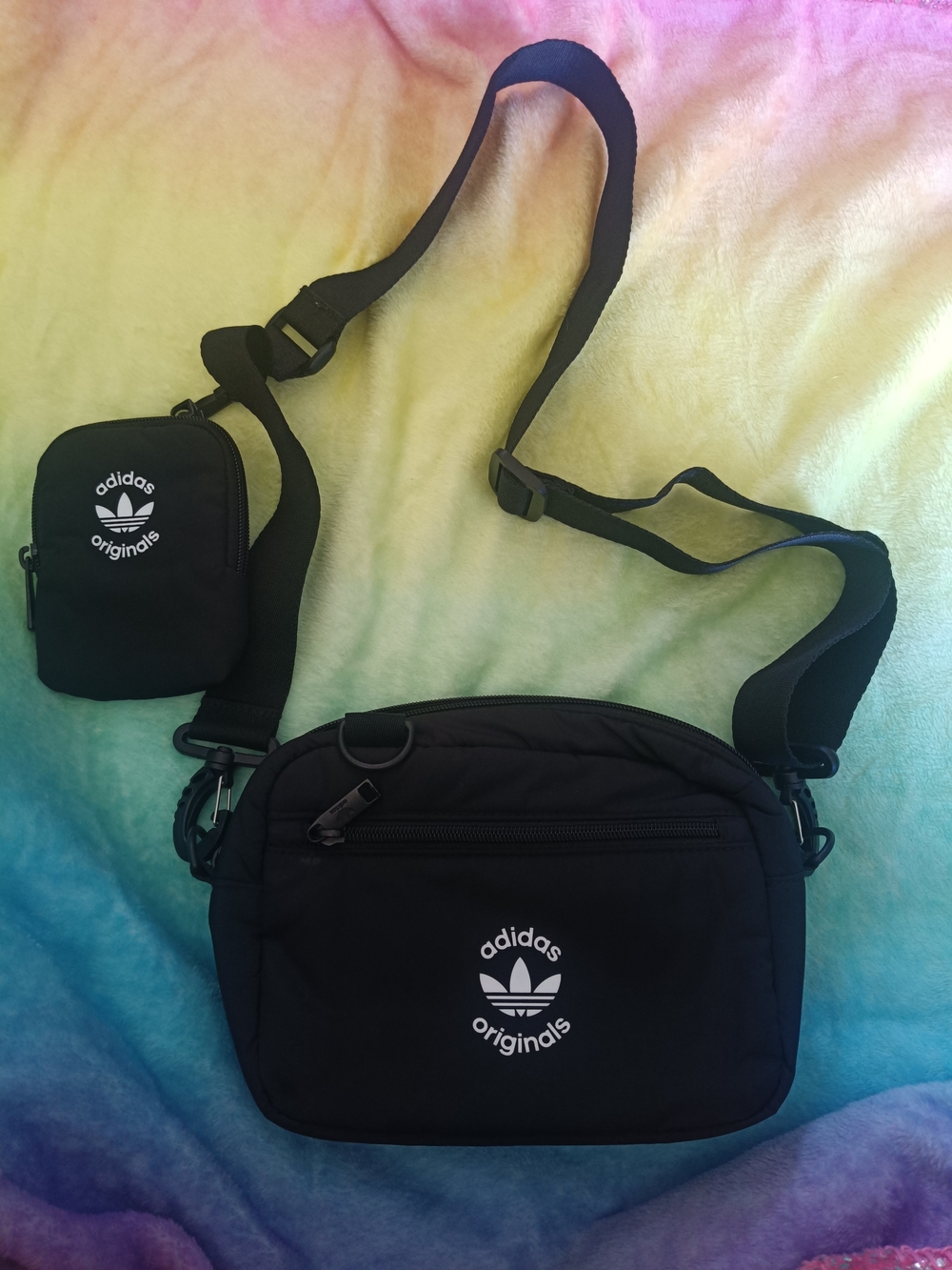 adidas Black Crossbody Bag with Detachable Mini Pouch